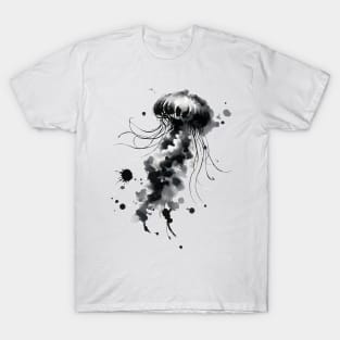 Sumie Art Japanese Brushstroke Jellyfish T-Shirt